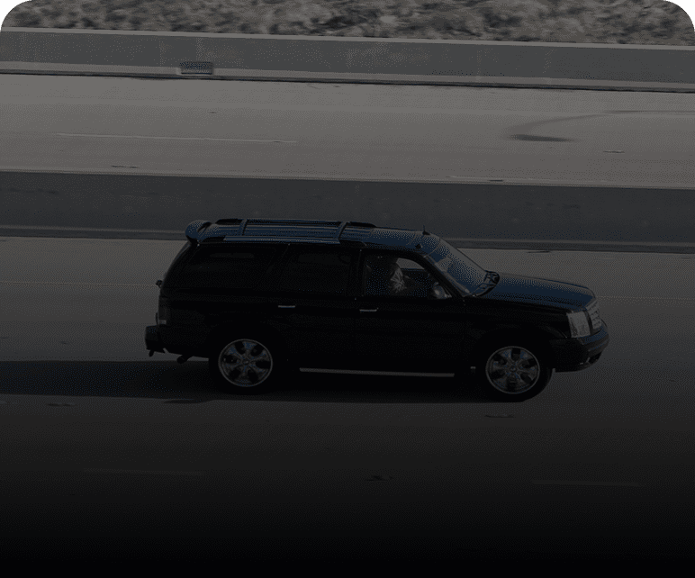 Car cruising on deserted freeway