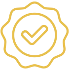 Checkmark badge icon on black background