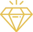 Golden diamond icon on black background.