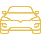 Car outline in gold on black background