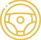 Steering wheel icon in yellow
